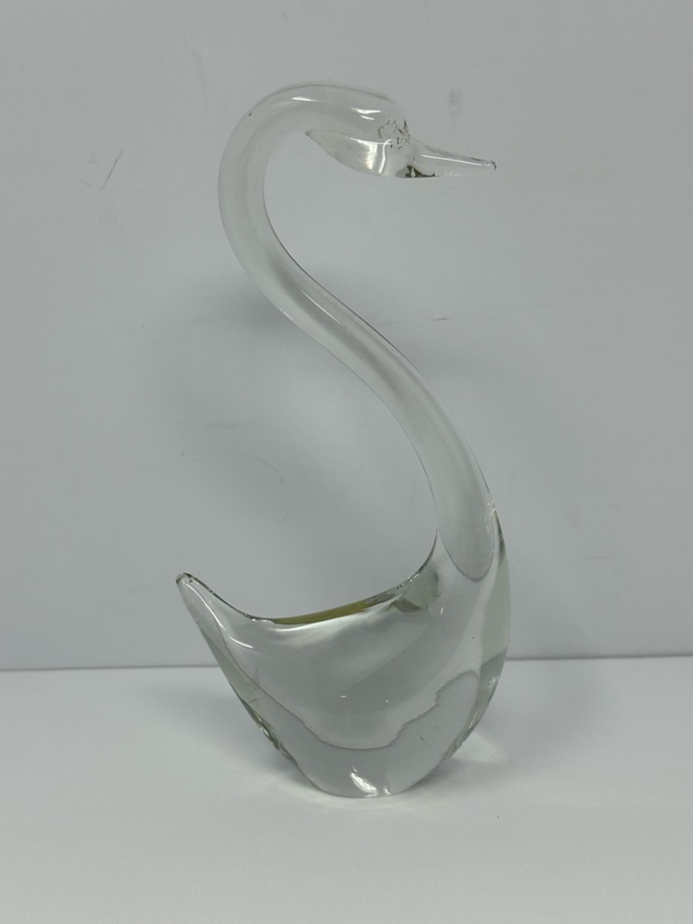 Vintage ACC Hand Crafted Clear 8” Crystal Swan Figurine Paperweight X9